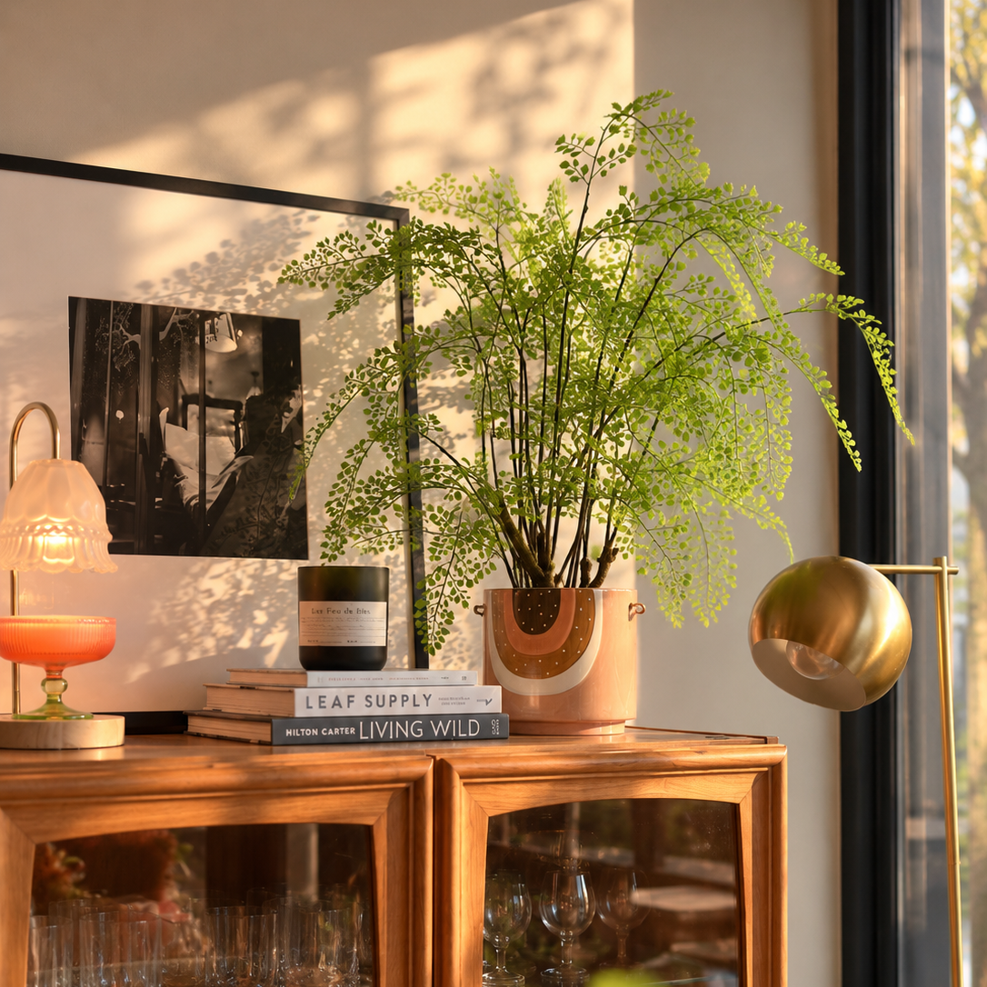 Artificial maidenhair fern 60cm styled at home