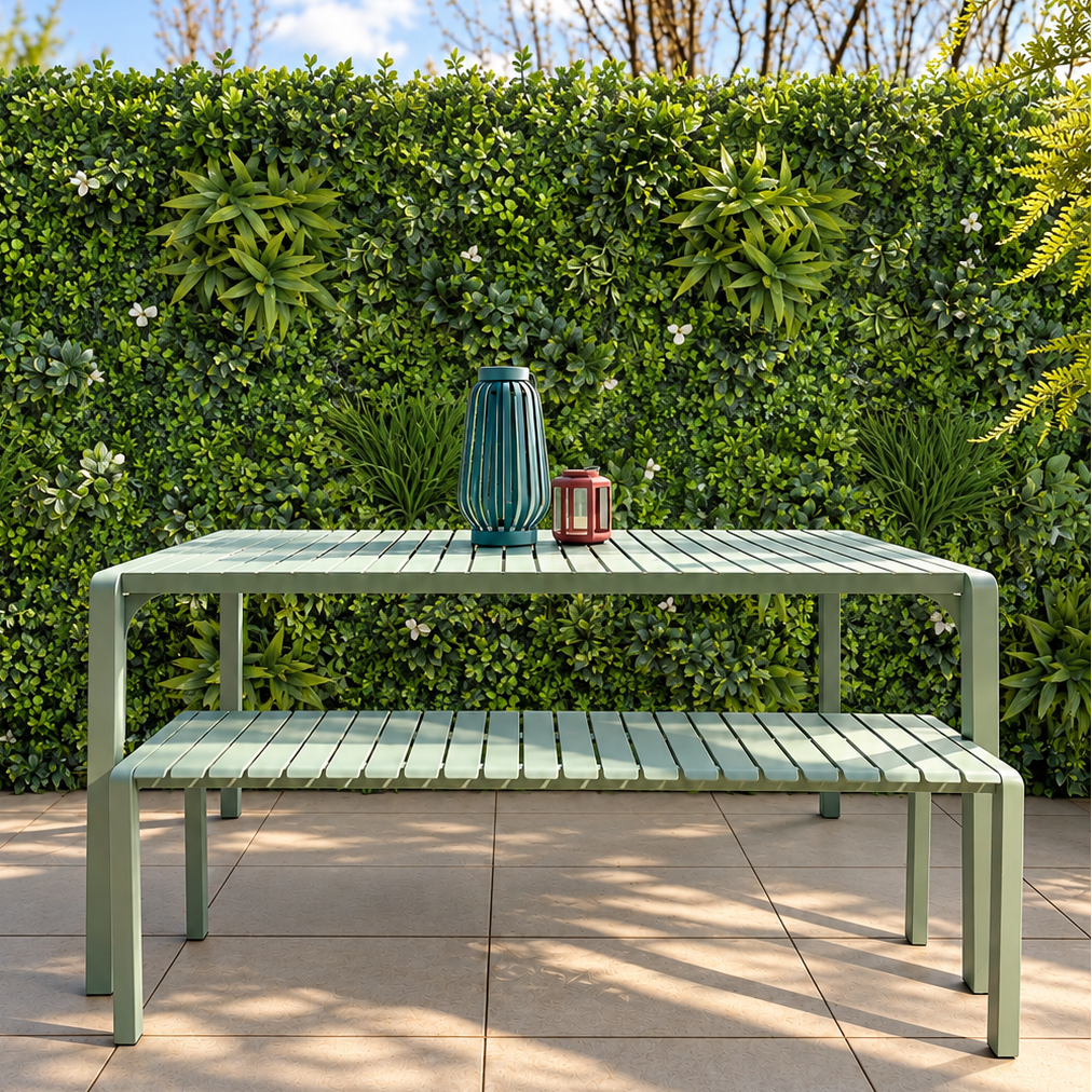Coastal Fern artificial green wall on a patio
