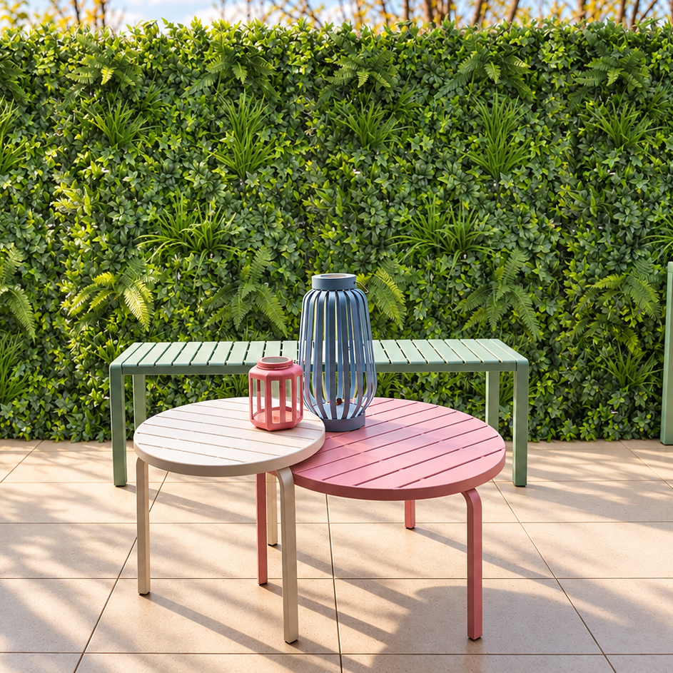 Tropical Fern artificial green wall on a patio